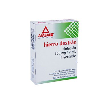 HIERRO DEXTRAN 100MG/2ML SOLUCION INYECTABLE CON 3 AMPOLLETAS - AMSA ...